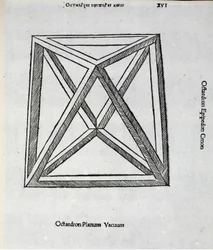 Octocedron plane vakuum, illustration från "Divine Proportion" av Luca Pacioli (c.1445-1517), ursprungligen pub. Venedig, 1509